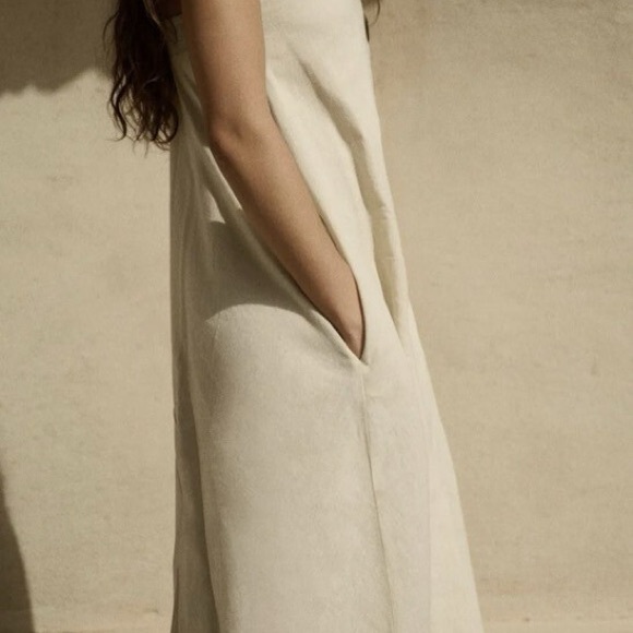 ZARA Beige Strapless Linen Dress - Picture 2 of 10